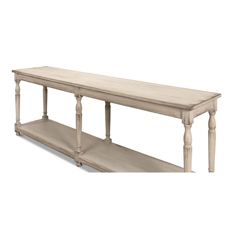 Jensen 95'' Stony Grey Solid Wood Console Table with Storage