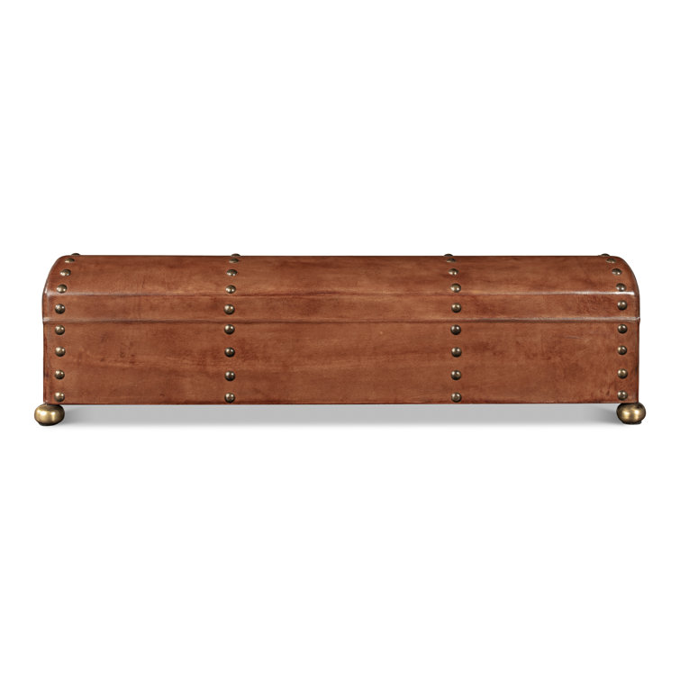 Traditional Embossed Leather-Wrapped Wooden Storage Box