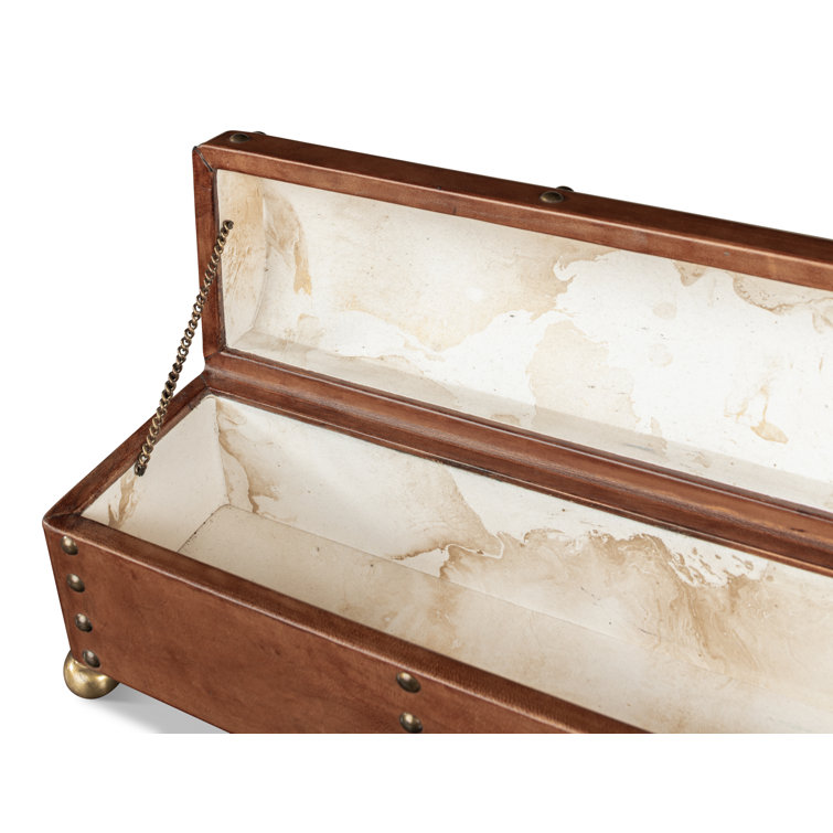 Traditional Embossed Leather-Wrapped Wooden Storage Box