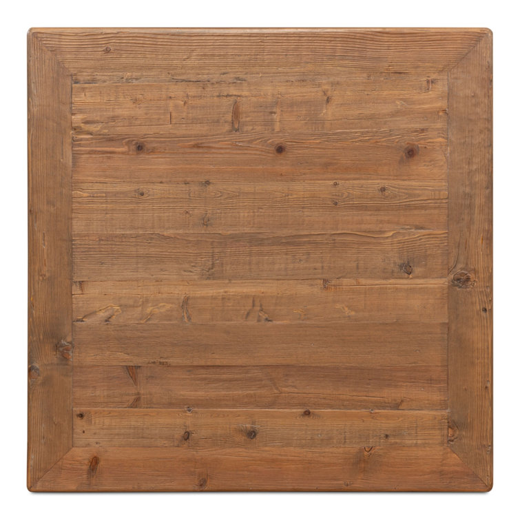 Transitional Reclaimed Pine Square Coffee Table in Warm Brown