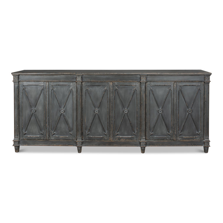 Marksman 96'' Concrete Gray Solid Wood Traditional Sideboard