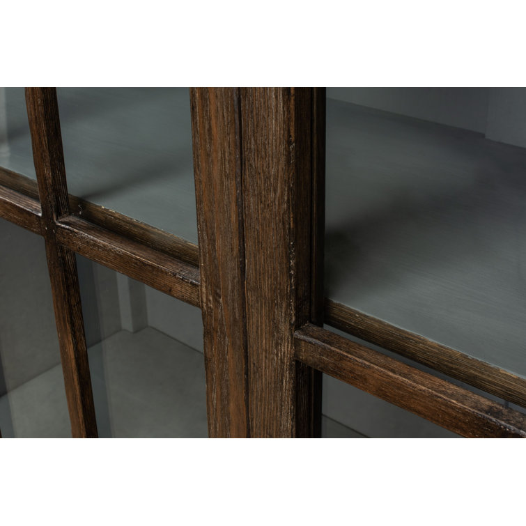 Refined Arches 50'' Traditional Brown Wood Bookcase with Doors