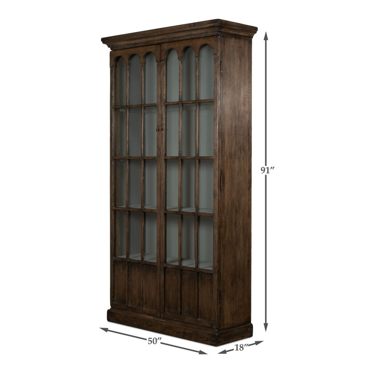 Refined Arches 50'' Traditional Brown Wood Bookcase with Doors