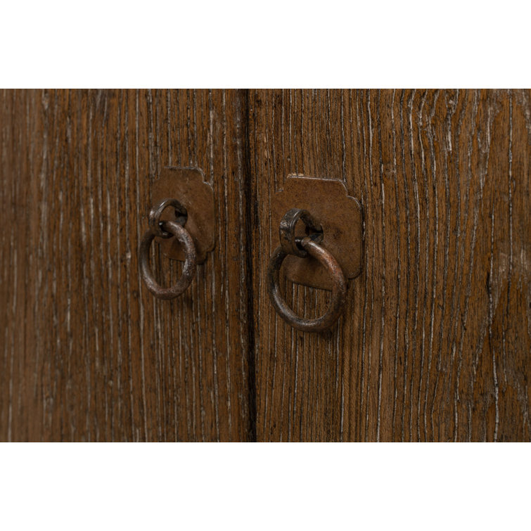Deco 87'' Brown Solid Wood Sideboard with Mirrored Details