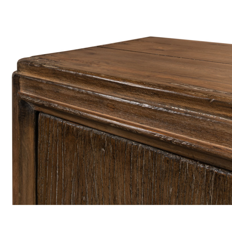 Deco 87'' Brown Solid Wood Sideboard with Mirrored Details