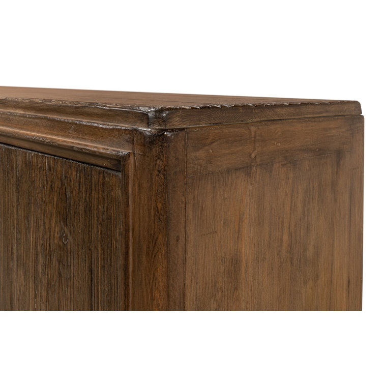 Deco 87'' Brown Solid Wood Sideboard with Mirrored Details
