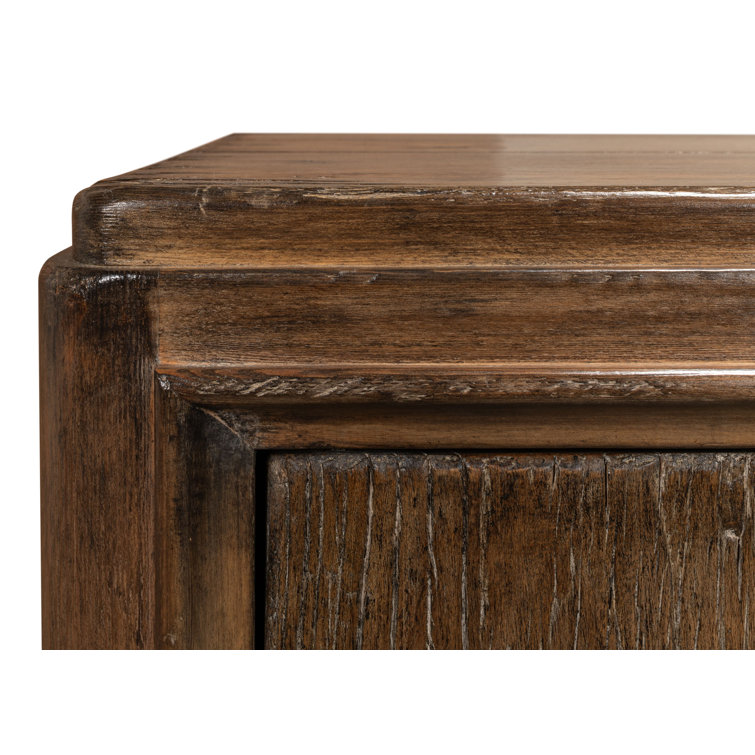 Deco 87'' Brown Solid Wood Sideboard with Mirrored Details