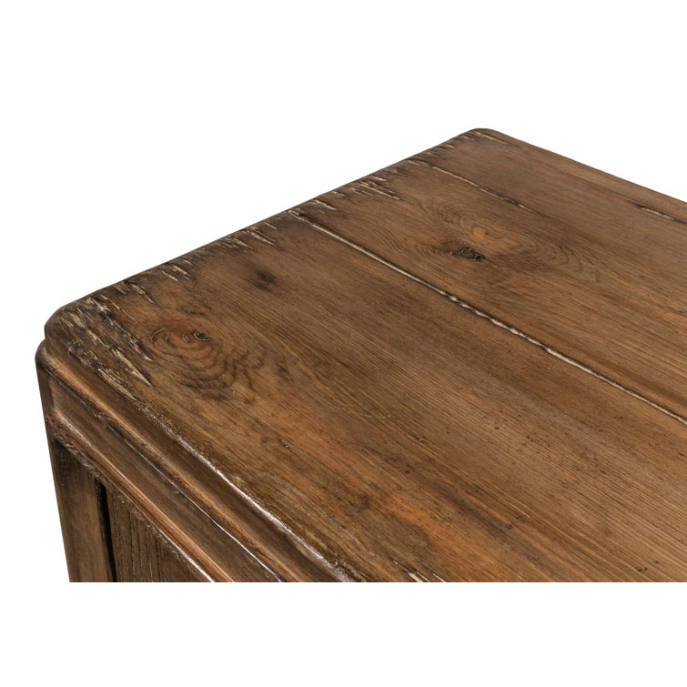 Deco 87'' Brown Solid Wood Sideboard with Mirrored Details