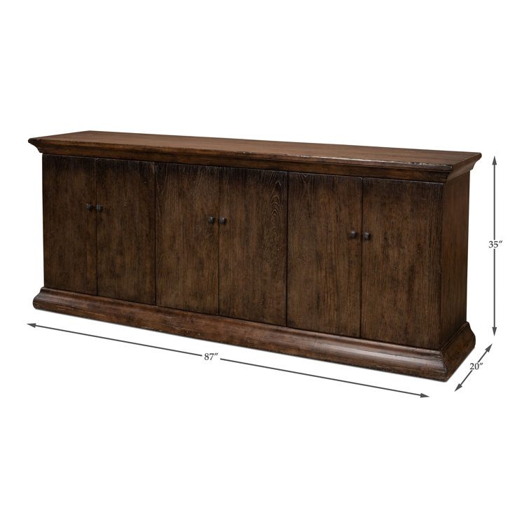 Rustic Charms 87'' Brown Elm Wood Sideboard Cabinet