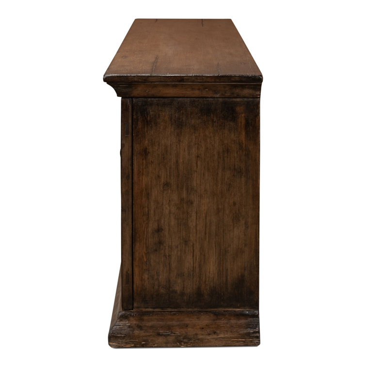 Rustic Charms 87'' Brown Elm Wood Sideboard Cabinet