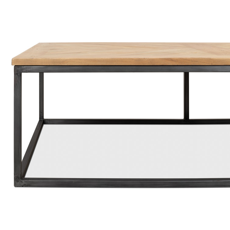 Industrial Cascade 65'' Beige Wood and Metal Coffee Table with Storage