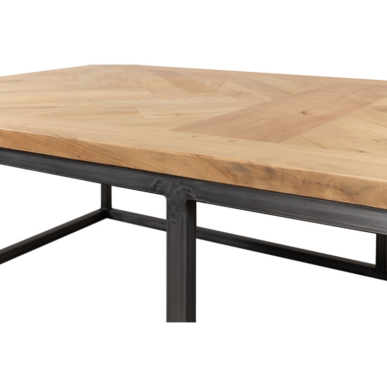 Industrial Cascade 65'' Beige Wood and Metal Coffee Table with Storage