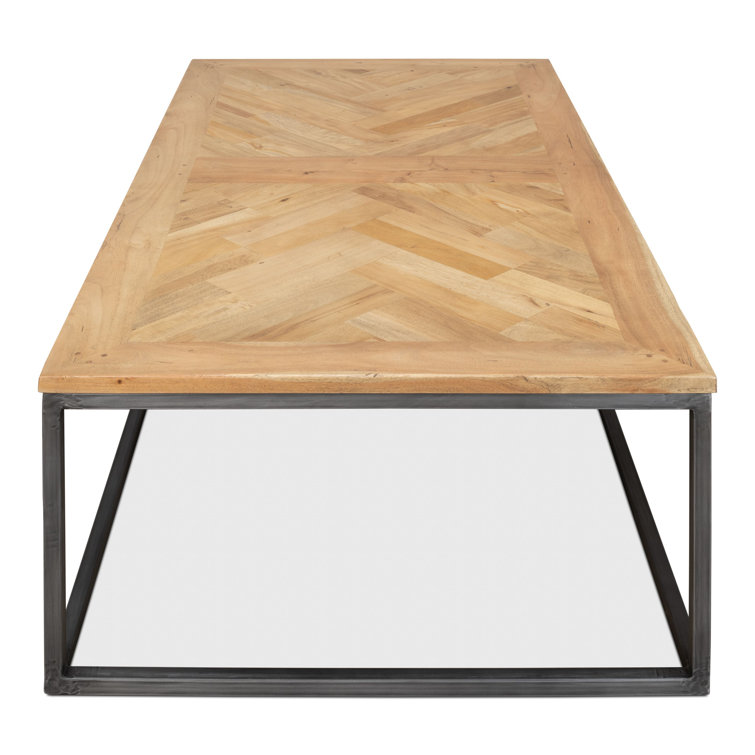 Industrial Cascade 65'' Beige Wood and Metal Coffee Table with Storage