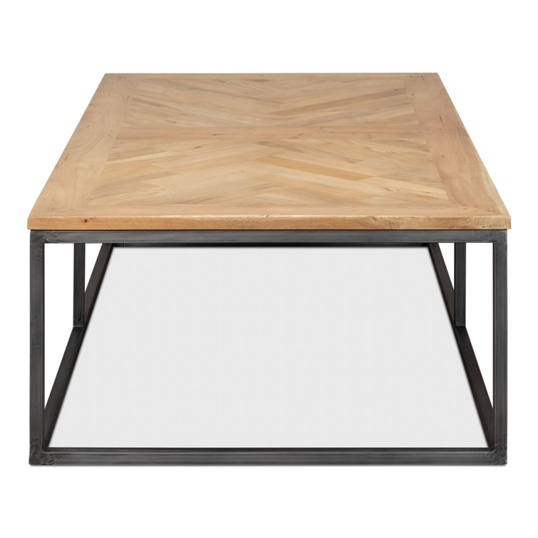 Industrial Cascade 65'' Beige Wood and Metal Coffee Table with Storage
