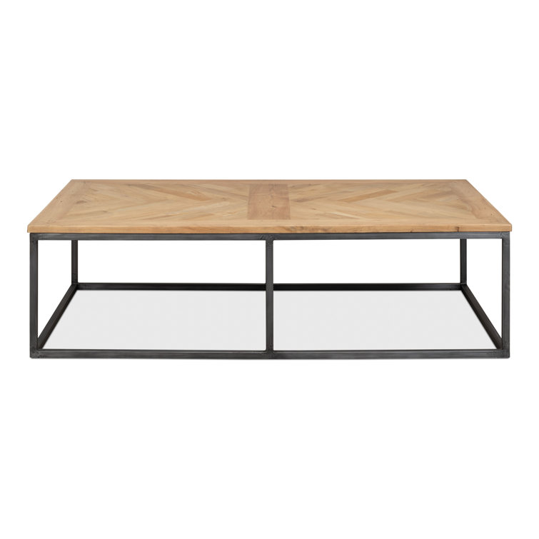 Industrial Cascade 65'' Beige Wood and Metal Coffee Table with Storage