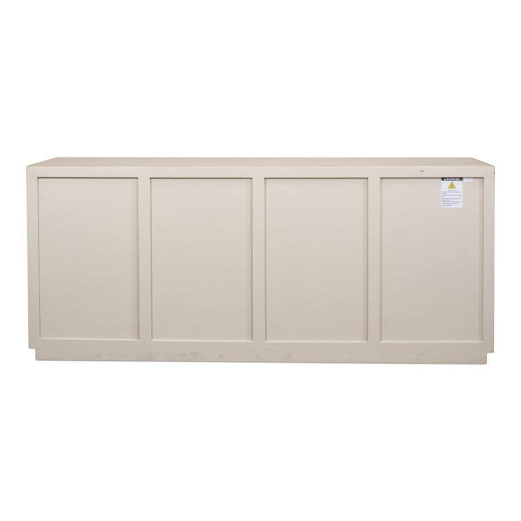 Antique White and Natural Pine 4-Door Buffet Sideboard