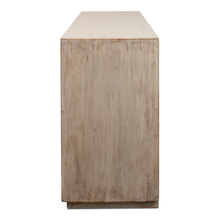 Antique White and Natural Pine 4-Door Buffet Sideboard