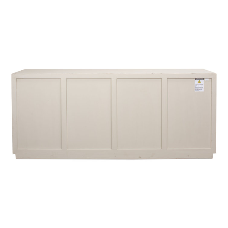 Antique White and Natural Pine 4-Door Buffet Sideboard