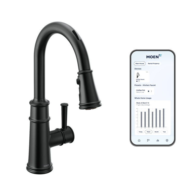 Matte Black Stainless Steel Pull-Down Kitchen Faucet with Spray