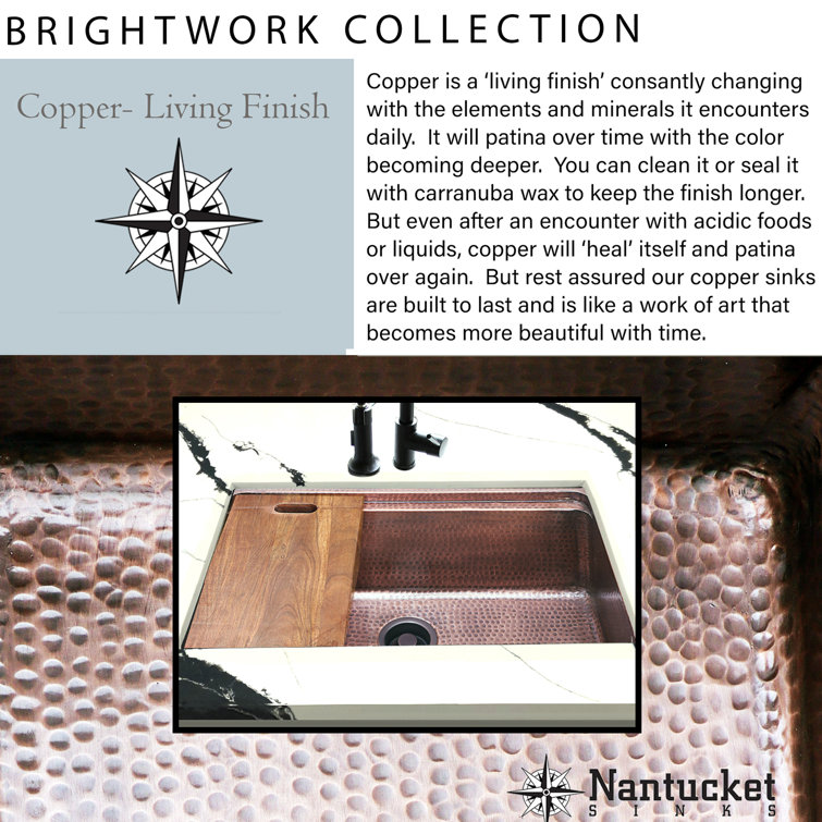 Hand Hammered Copper Square Undermount Bathroom Sink with Overflow