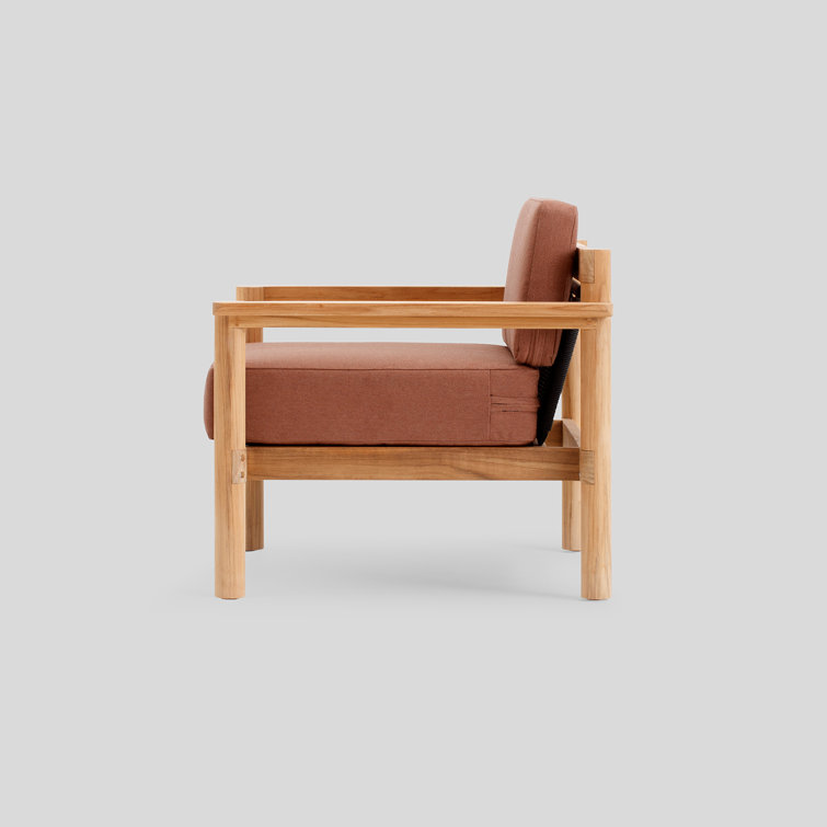 Heritage Rust Sunbrella Teak Outdoor Lounge Chair with Cushions