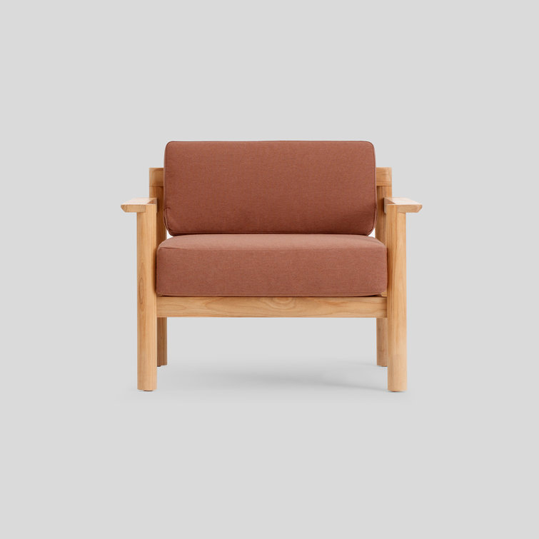Heritage Rust Sunbrella Teak Outdoor Lounge Chair with Cushions