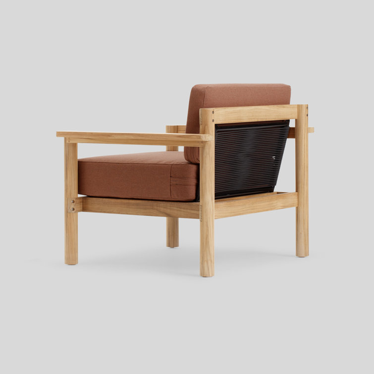 Heritage Rust Sunbrella Teak Outdoor Lounge Chair with Cushions
