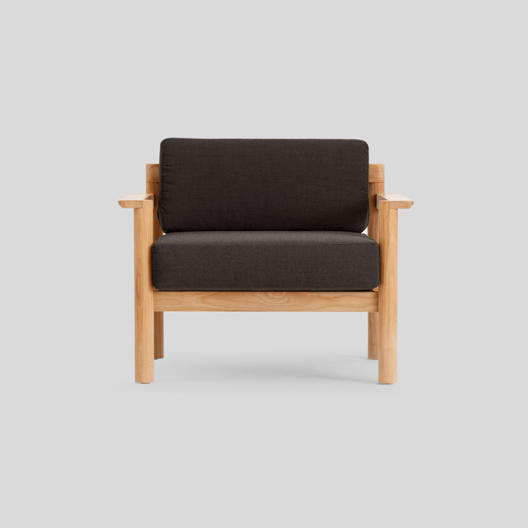 Teak Outdoor Lounge Chair with Coal Sunbrella Cushions