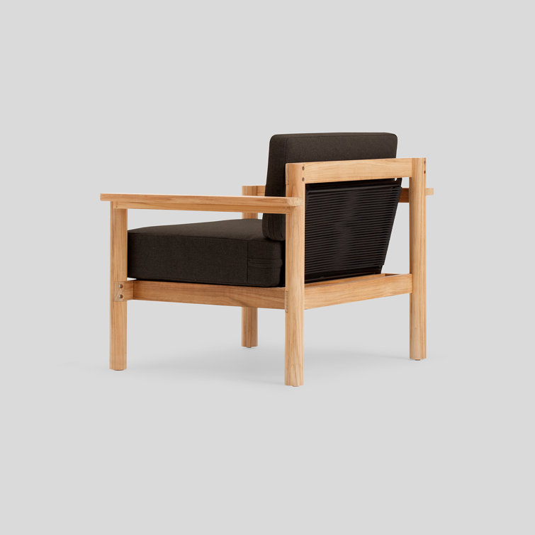 Teak Outdoor Lounge Chair with Coal Sunbrella Cushions