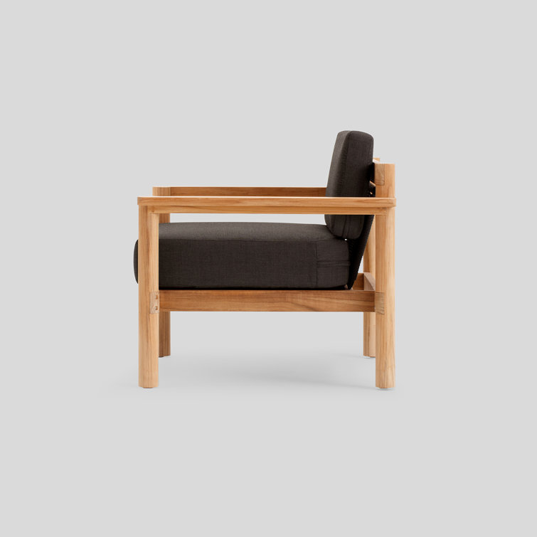Teak Outdoor Lounge Chair with Coal Sunbrella Cushions