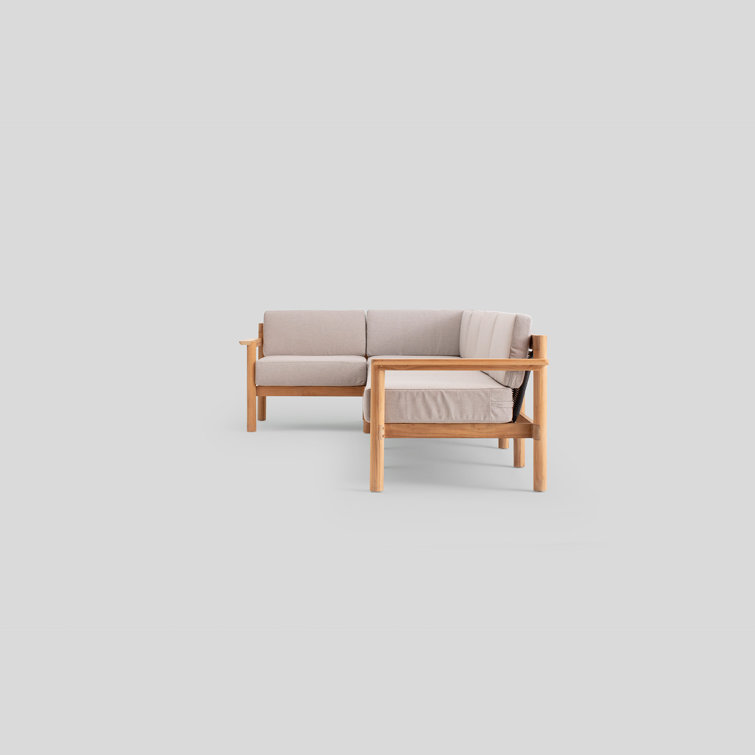 Haven 5-Piece Teak Outdoor Sectional with Sunbrella Ashe Cushions