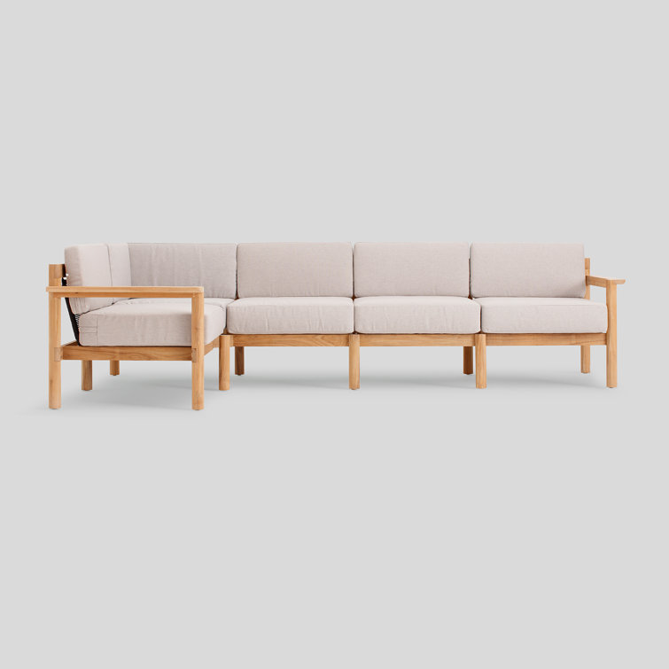 Haven 5-Piece Teak Outdoor Sectional with Sunbrella Ashe Cushions