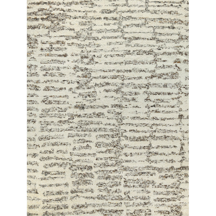 Handmade Geometric Wool Rectangular Area Rug in Neutral Tones