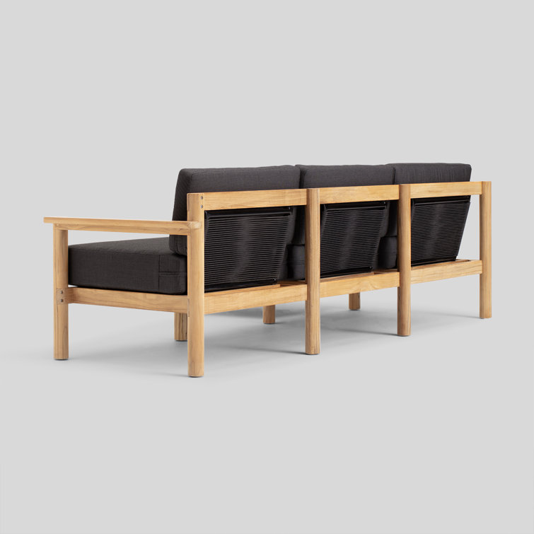 Haven 4-Piece Teak Outdoor Sectional with Charcoal Sunbrella Cushions