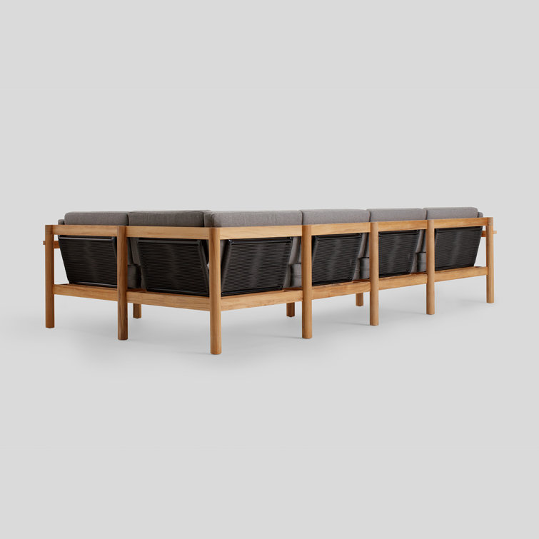 Greystone Sunbrella Six-Piece U-Shape Teak Outdoor Sectional