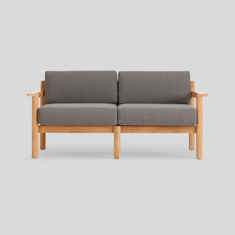 66'' Teak Outdoor Sofa with Greystone Sunbrella Cushions