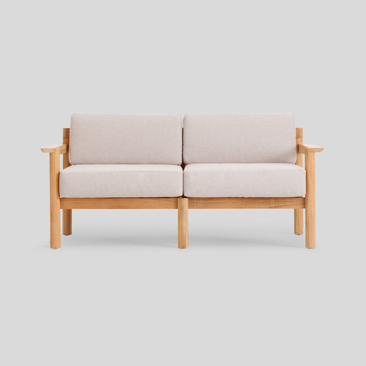 Heritage Ashe Sunbrella Teak Outdoor Loveseat with Cushions