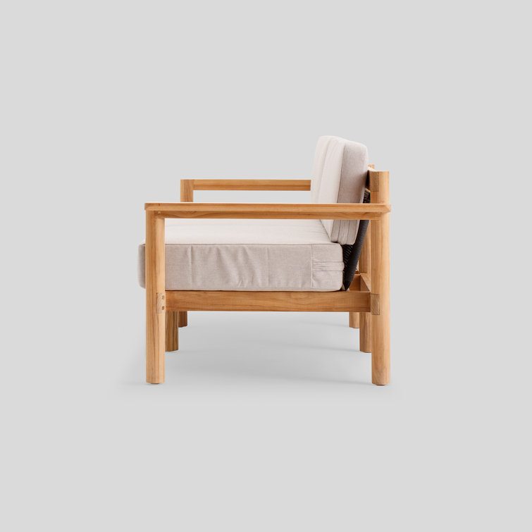Heritage Ashe Sunbrella Teak Outdoor Loveseat with Cushions