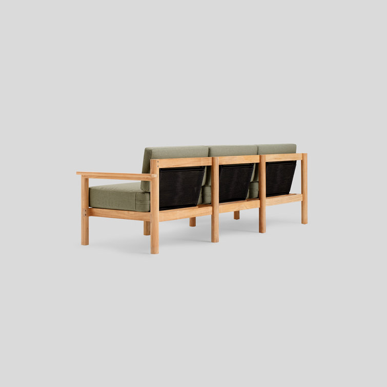 Haven 89.5'' Teak Outdoor Sofa with Green Sunbrella Cushions