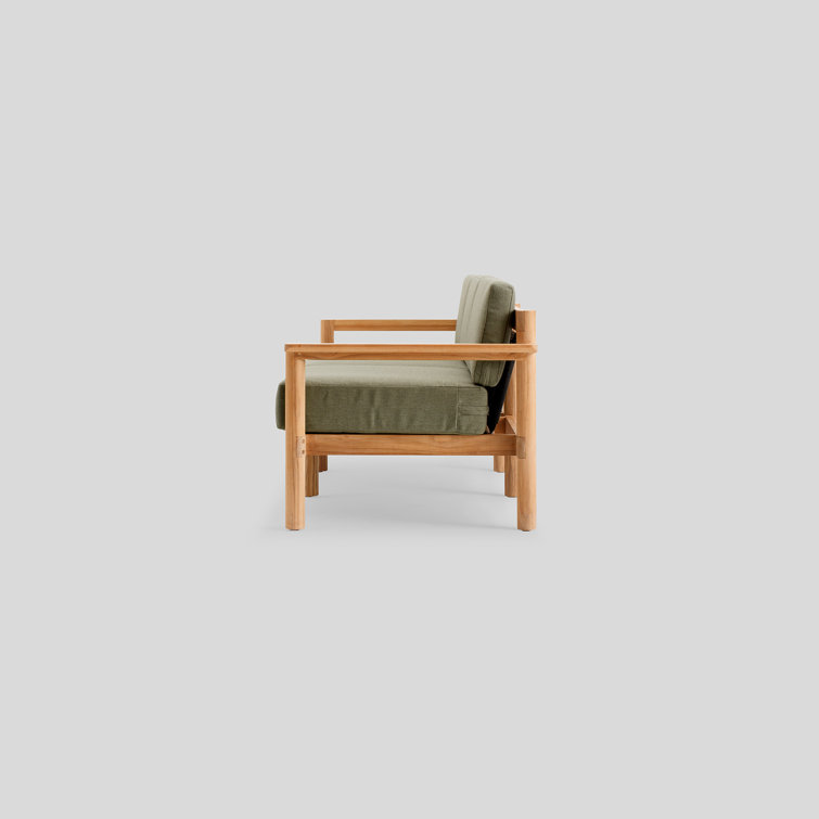 Haven 89.5'' Teak Outdoor Sofa with Green Sunbrella Cushions