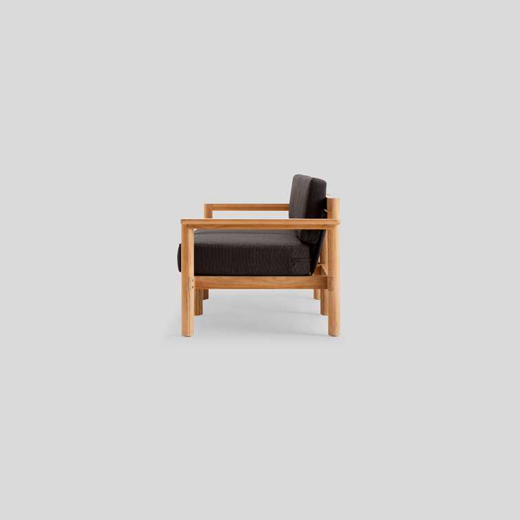 Haven 89.5'' Teak Outdoor Sofa with Charcoal Sunbrella Cushions