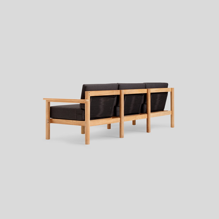 Haven 89.5'' Teak Outdoor Sofa with Charcoal Sunbrella Cushions