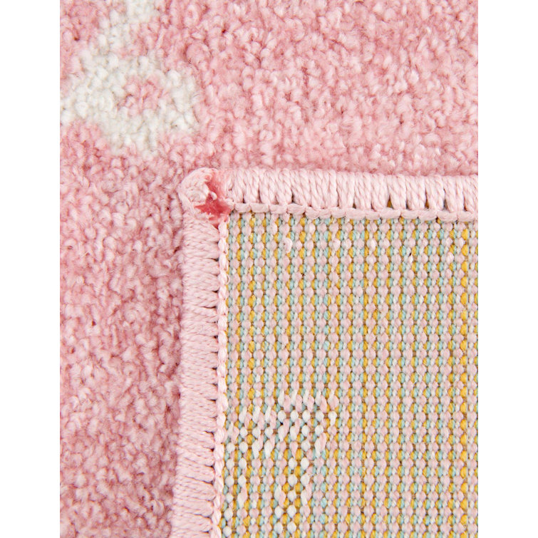 Pink and Ivory Safari Animals Kids Rectangular Rug