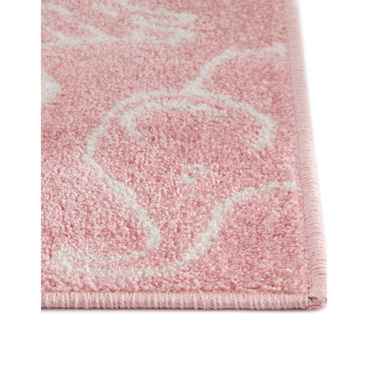Pink and Ivory Safari Animals Kids Rectangular Rug