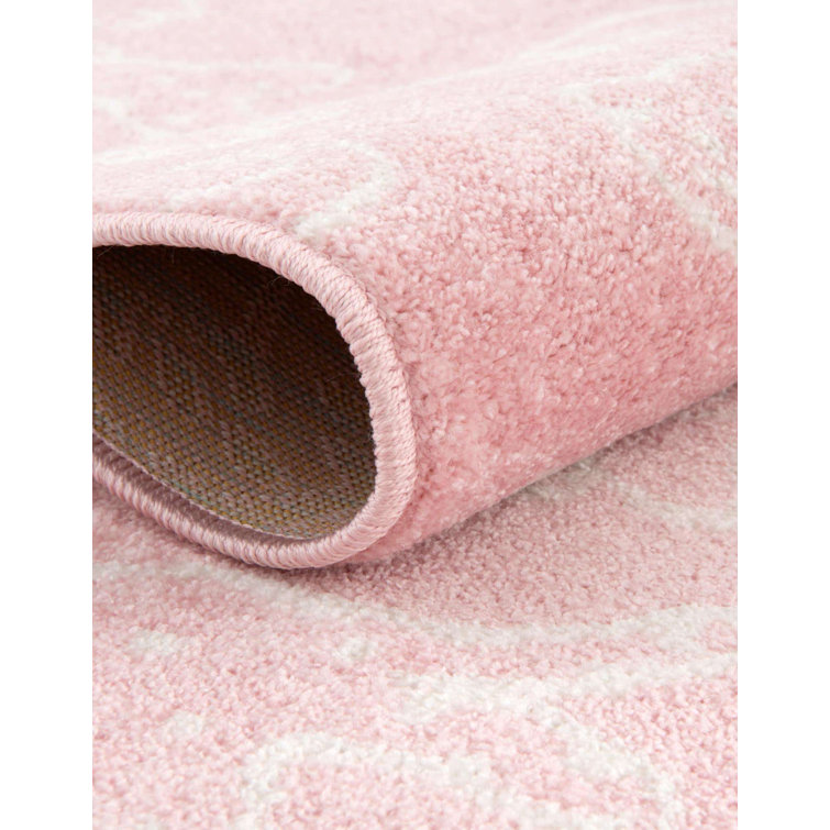 Pink and Ivory Safari Animals Kids Rectangular Rug