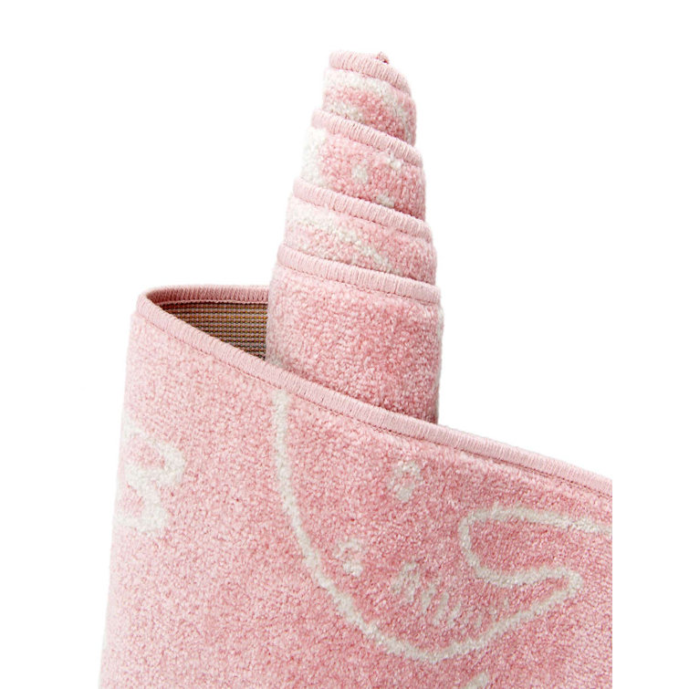 Pink and Ivory Safari Animals Kids Rectangular Rug