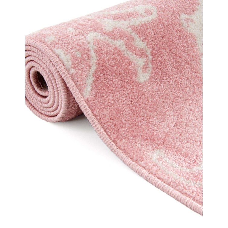 Pink and Ivory Safari Animals Kids Rectangular Rug