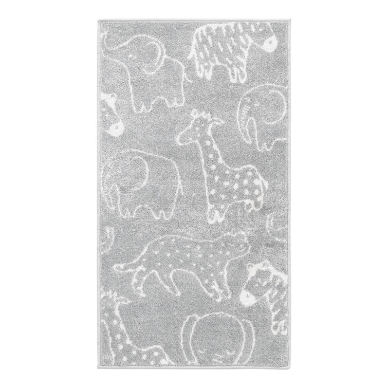 Gray Safari Animal Print Runner Rug for Kids