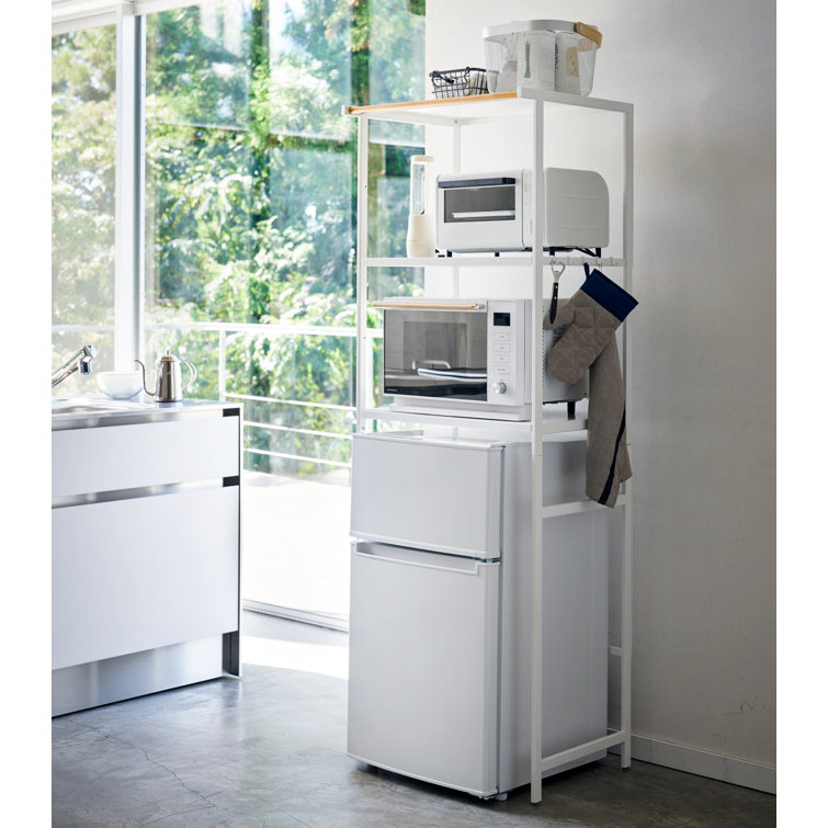 Tall White Steel Kitchen Appliance Storage Rack
