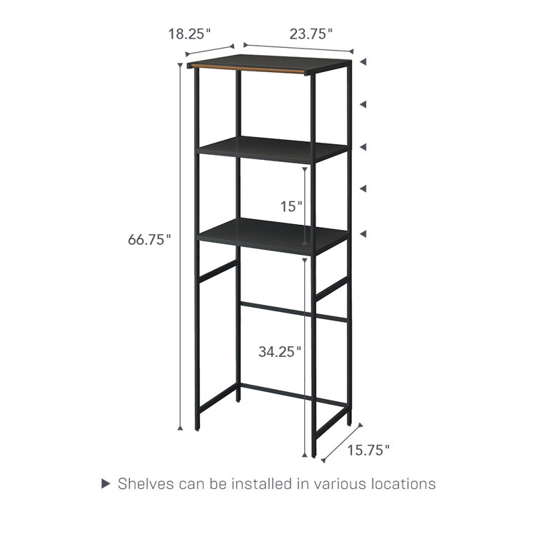 Sleek Black Steel and Ash Wood Kitchen Appliance Tower Rack